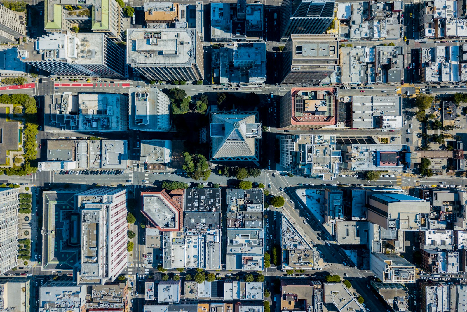Top-down view of city blocks