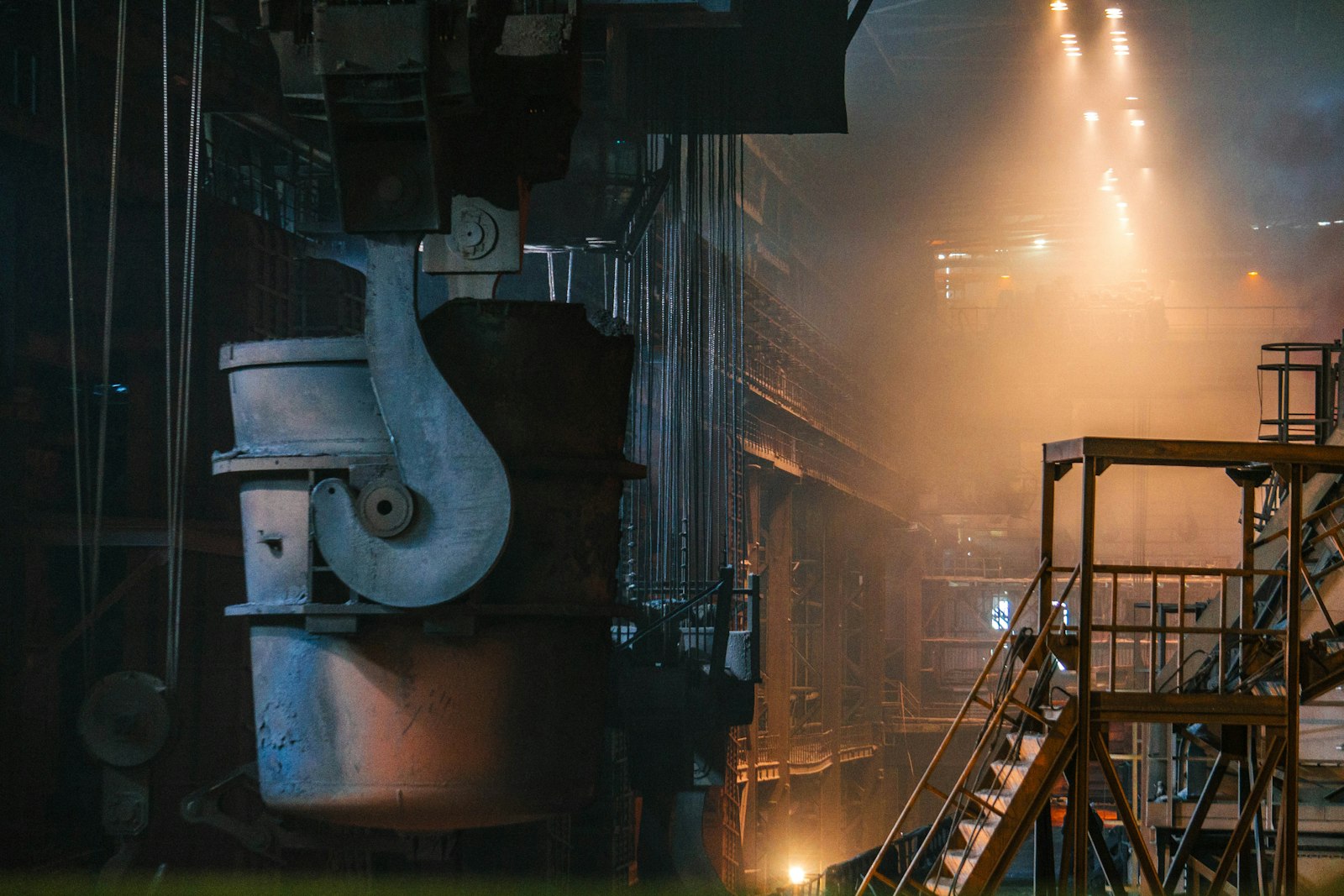 Industrial machinery in low light